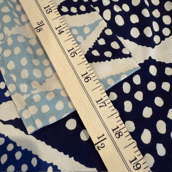 Diane Von Furstenberg Evrin Silk Jersey Pullover Dress Blue White Print Size 6 - Picture 9 of 10